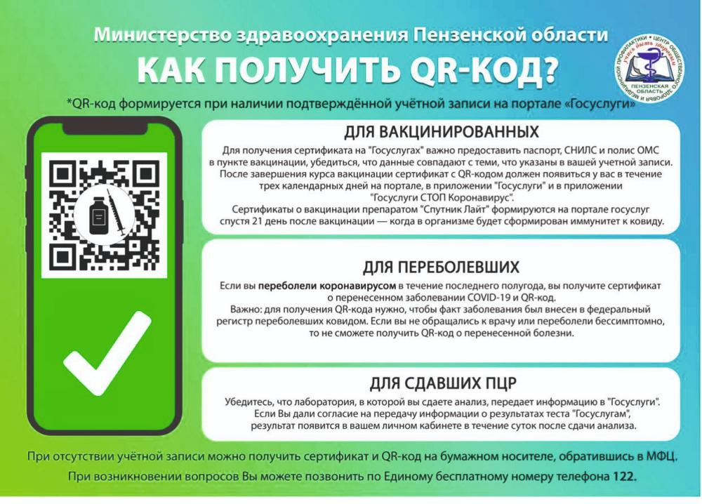 Жители Пензенской области смогут уточнить порядок получения QR-кода Жители Пензенской области смогут уточнить порядок получения QR-кода