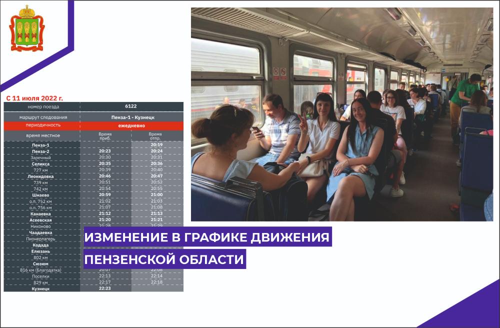 Изменение в графике движения Пензенской области