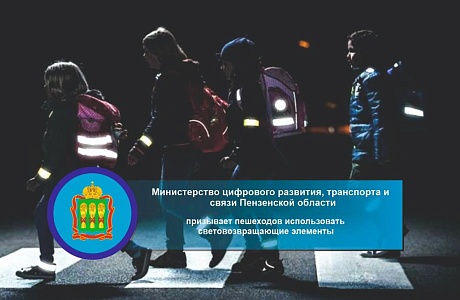 Минцифры Пензенской области призывает пешеходов использовать световозвращающие элементы 