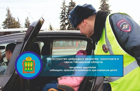 Минцифры Пензенской области призывает водителей соблюдать правила безопасности при перевозке детей.